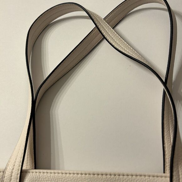 Jones New York White Leather Purse Bone Off White Ivory Leather Pockets Zipper - Picture 9 of 13